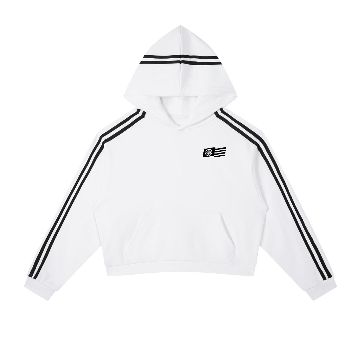 Contrast Side Stripe Cropped Hoodie