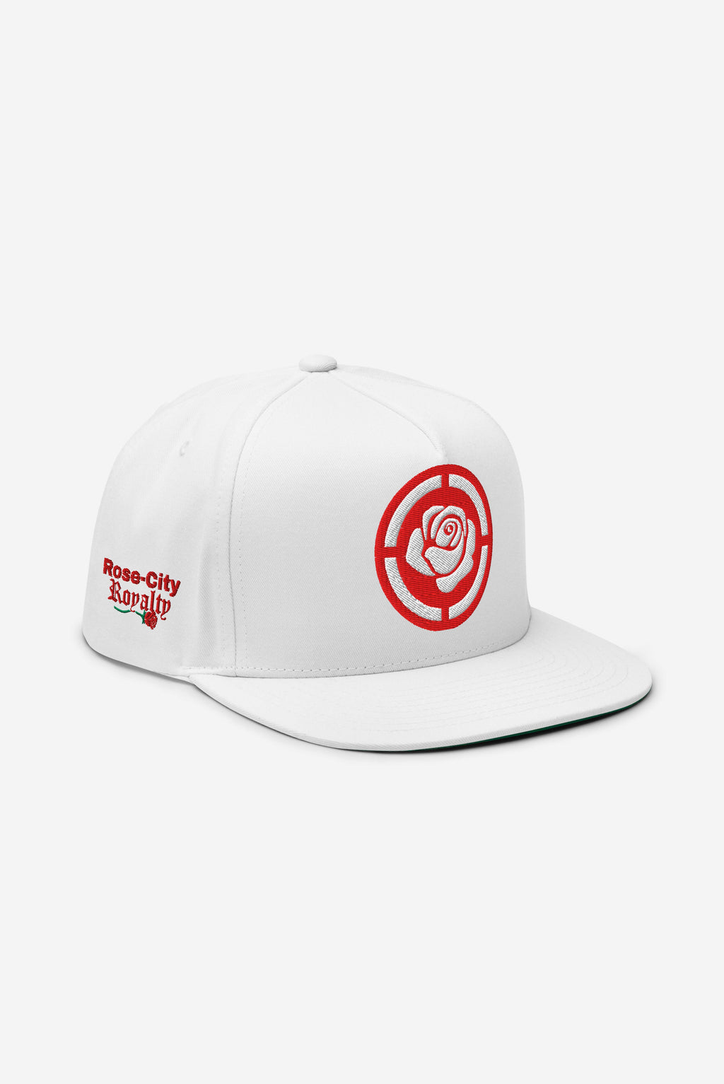 Rose-City - Logo - A Frame Flat Bill Cap (White)