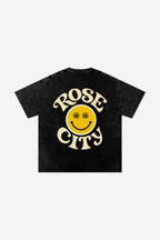Rose-City Smile - Snow Washed T-Shirt (Black)