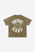 Rose-City Smile - Snow Washed T-Shirt (Green)