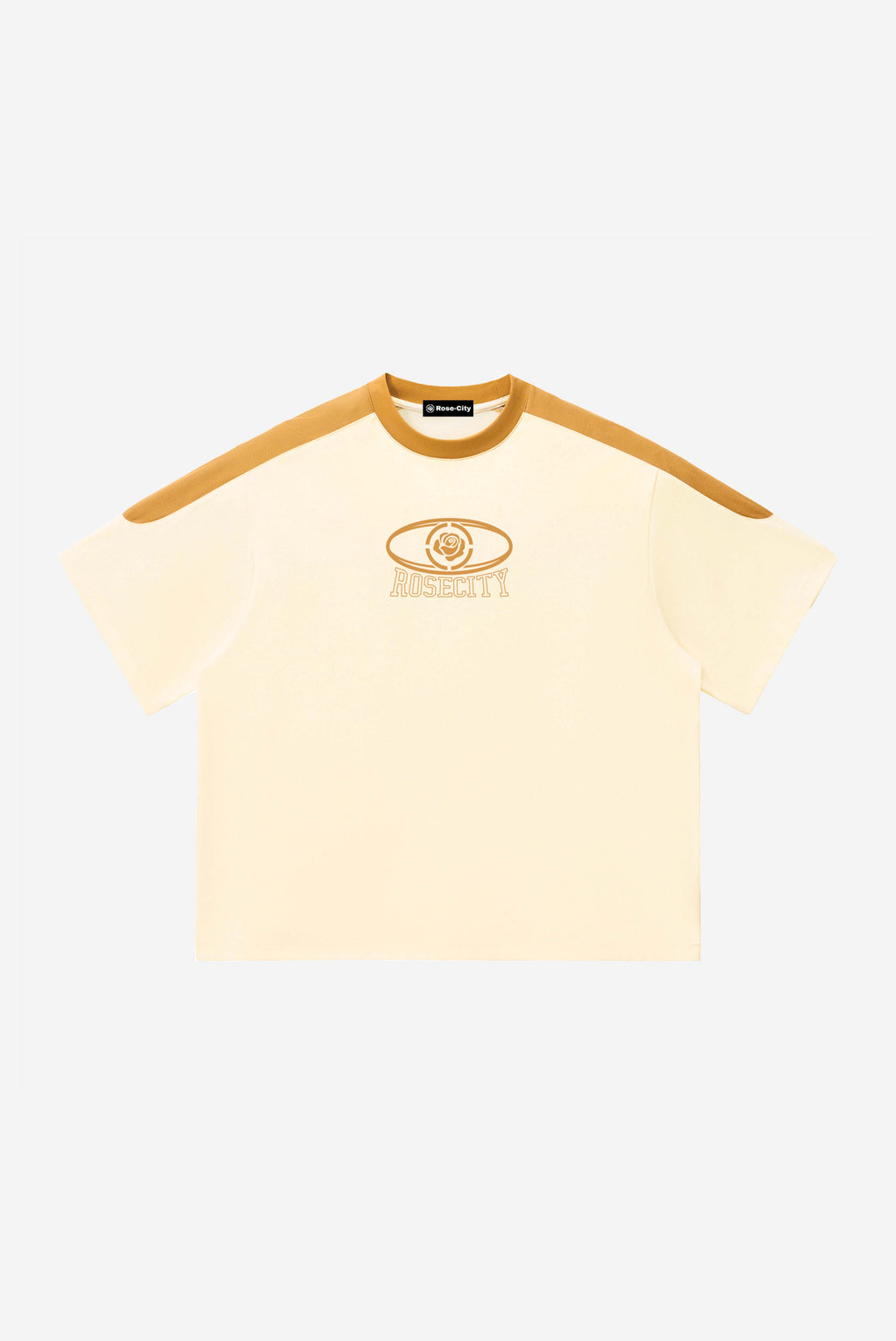 Rose-City Worldwide - Color Block Oversized T-Shirt (Tan/Cream)