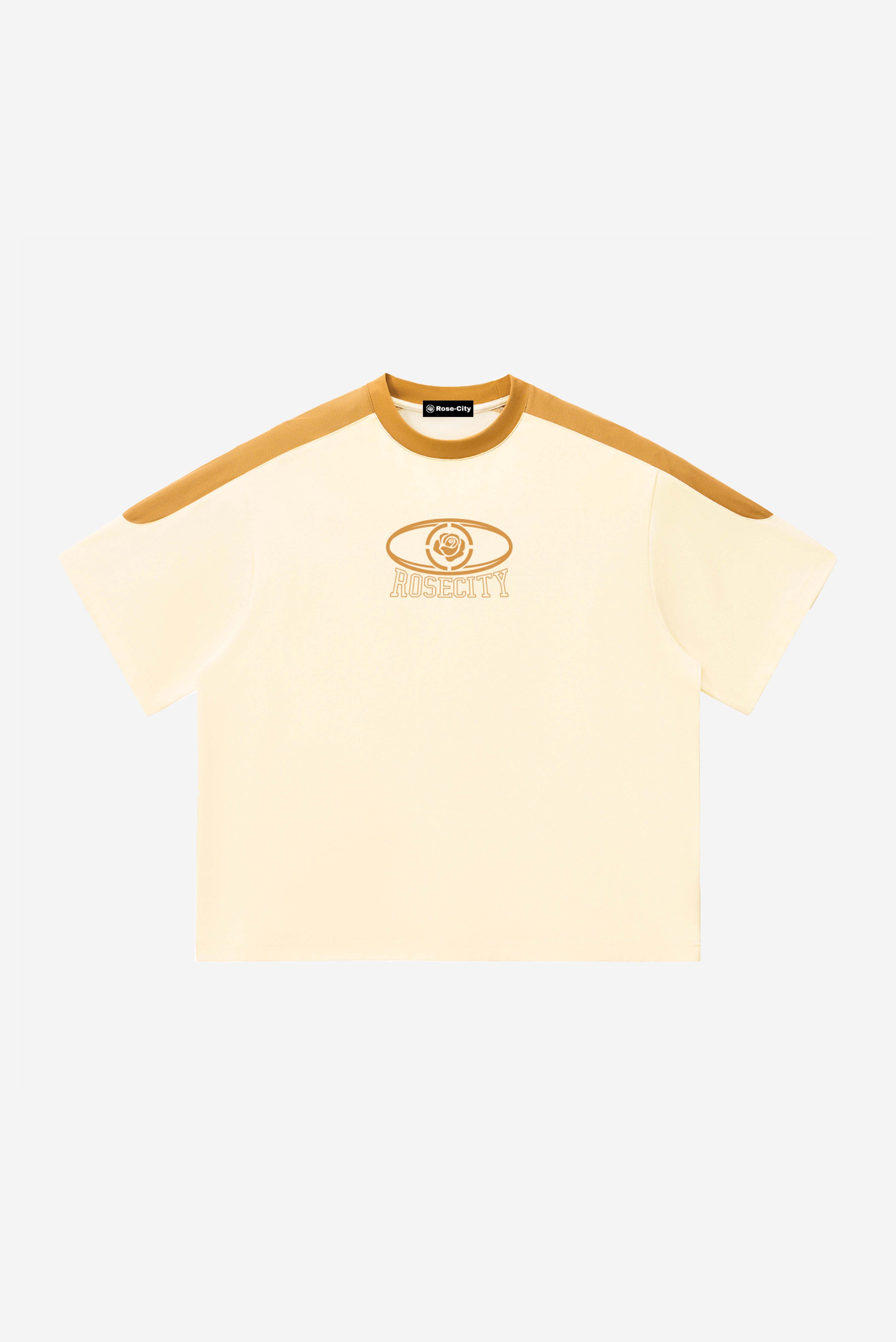 Rose-City Worldwide - Color Block Oversized T-Shirt (Tan/Cream)