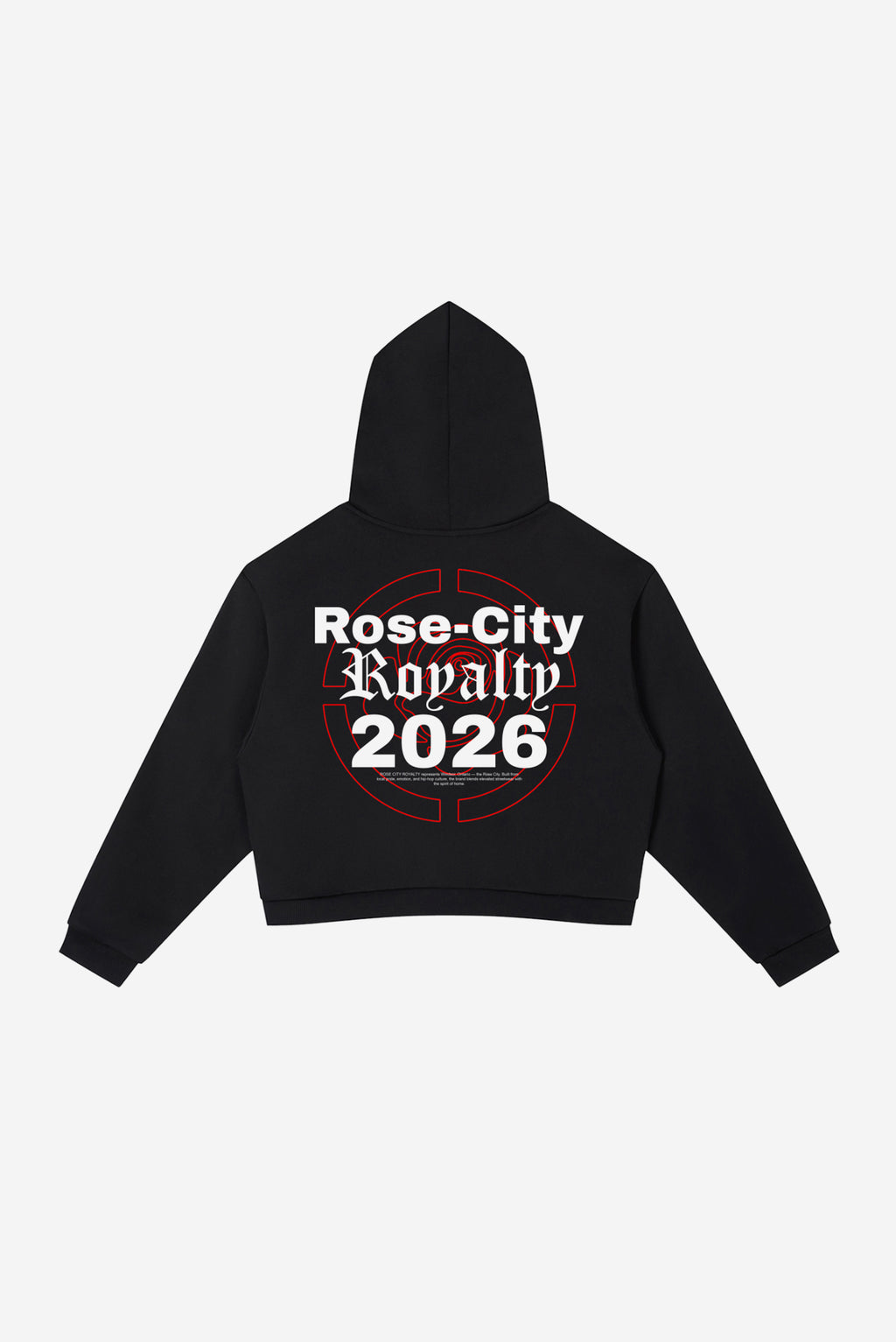 Rose City - Contrast Side Stripe Cropped Hoodie (Black)