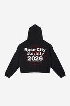 Rose City - Contrast Side Stripe Cropped Hoodie (Black)