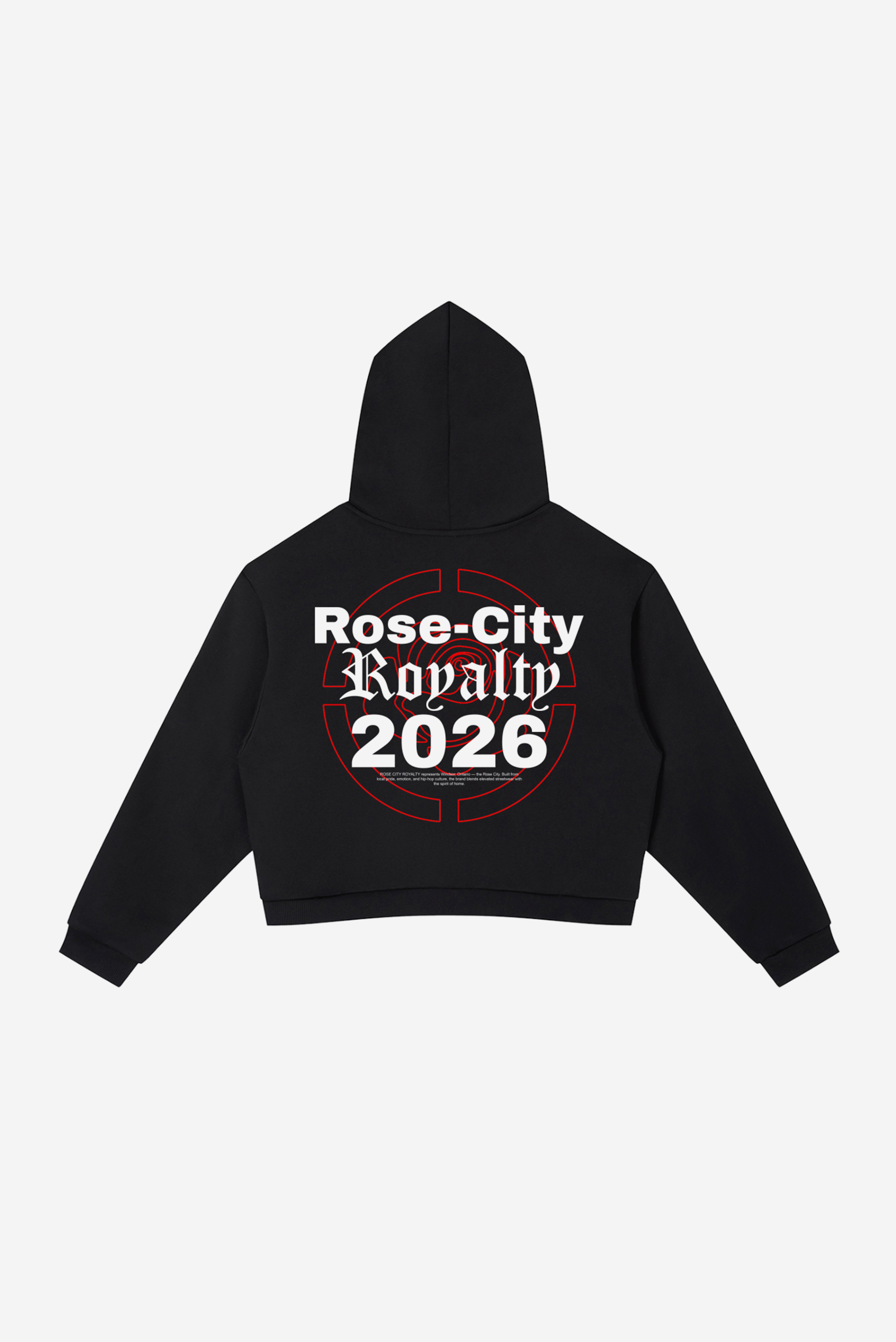 Rose City - Contrast Side Stripe Cropped Hoodie (Black)