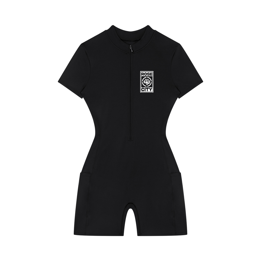 Women's Quarter-Zip Short Sleeve Romper