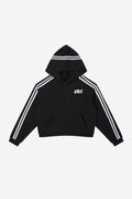Rose City - Contrast Side Stripe Cropped Hoodie (Black)