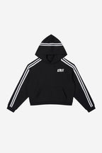 Rose City - Contrast Side Stripe Cropped Hoodie (Black)