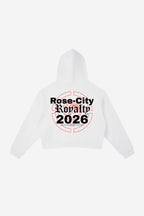 Rose City - Contrast Side Stripe Cropped Hoodie (White)
