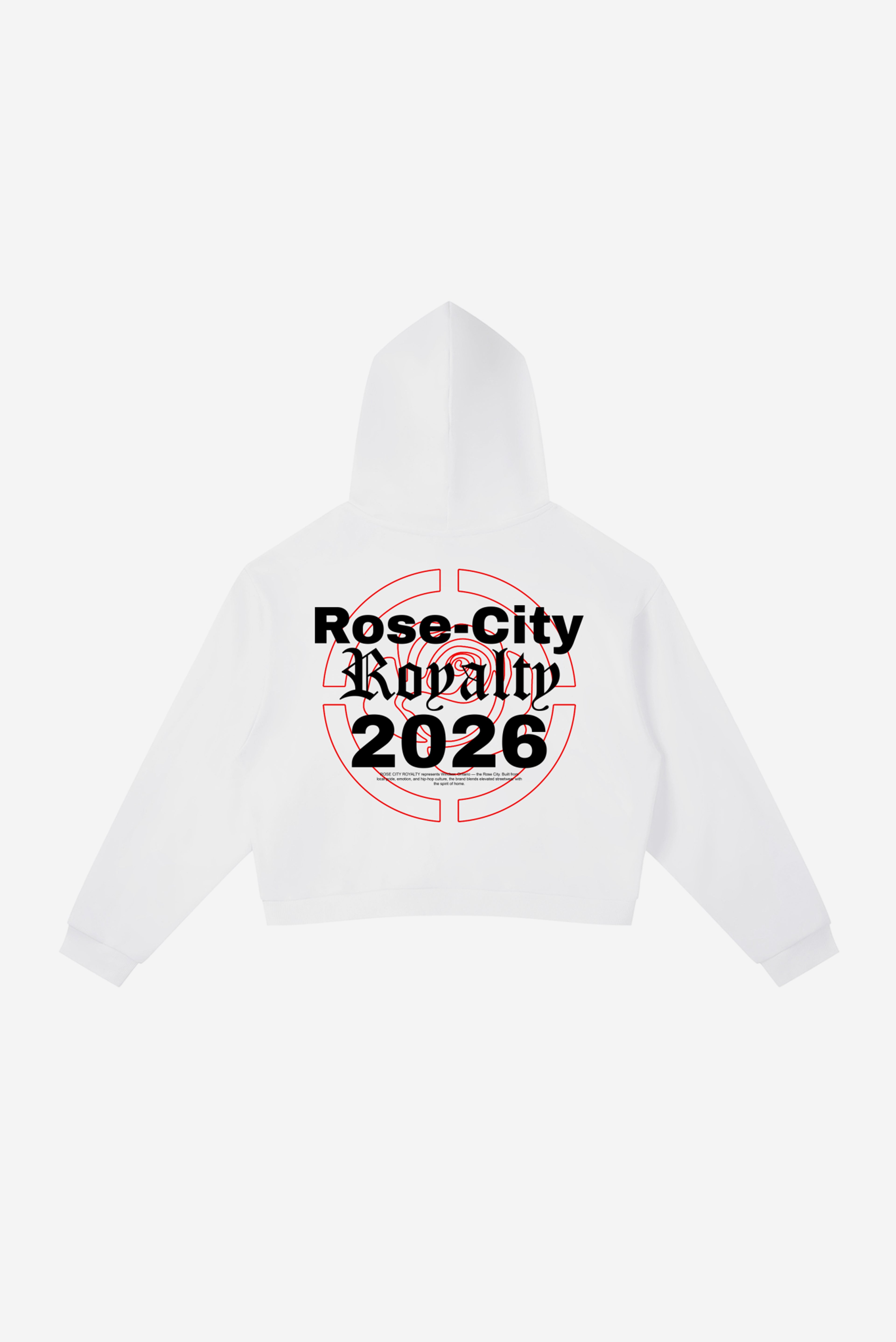 Rose City - Contrast Side Stripe Cropped Hoodie (White)