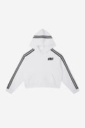 Rose City - Contrast Side Stripe Cropped Hoodie (White)