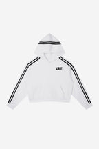Rose City - Contrast Side Stripe Cropped Hoodie (White)