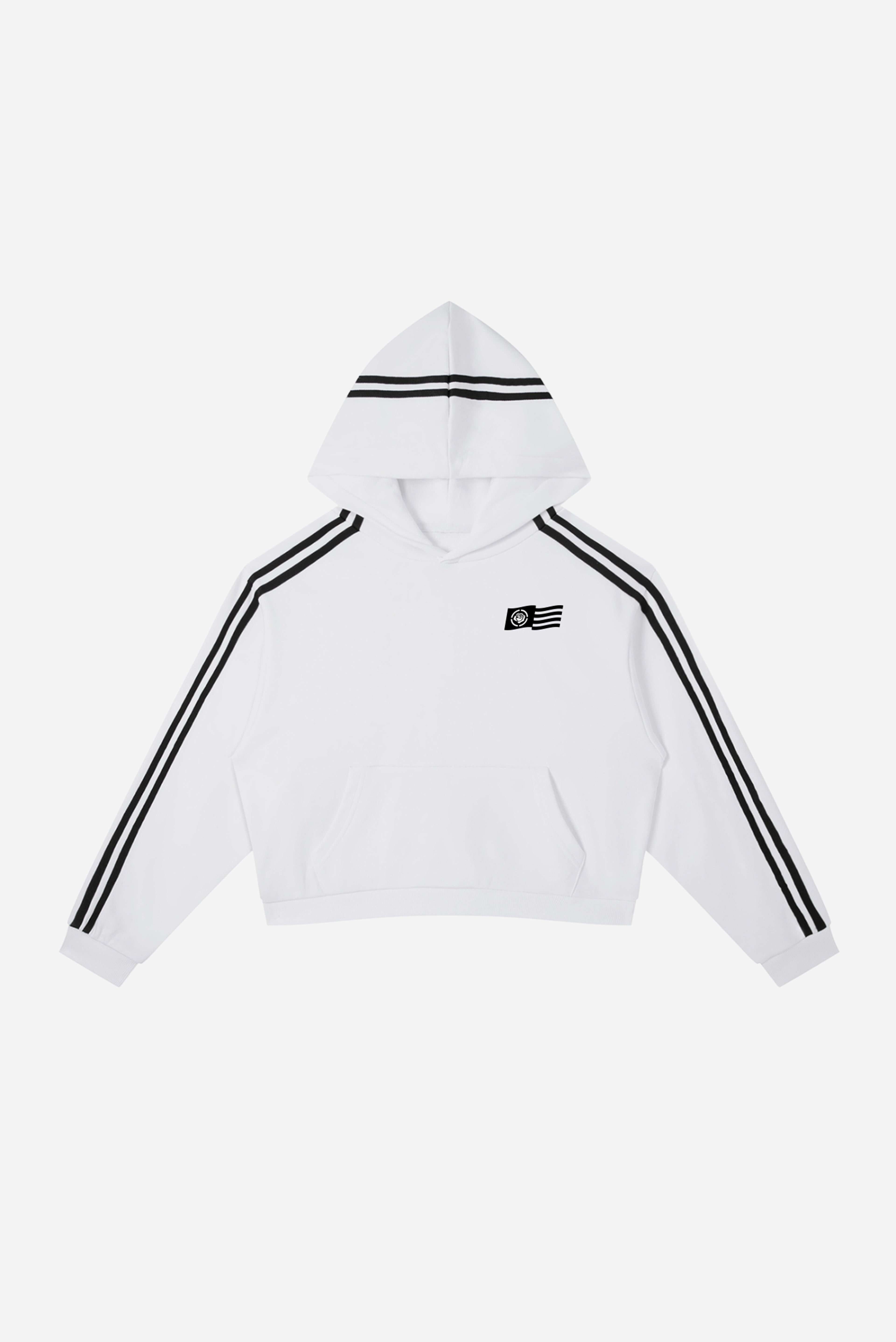 Rose City - Contrast Side Stripe Cropped Hoodie (White)