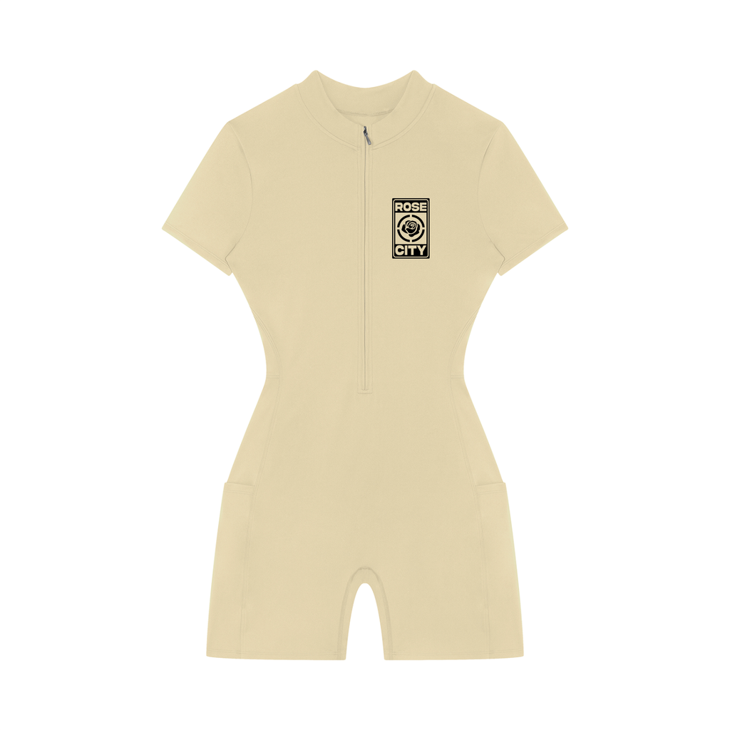 Women's Quarter-Zip Short Sleeve Romper