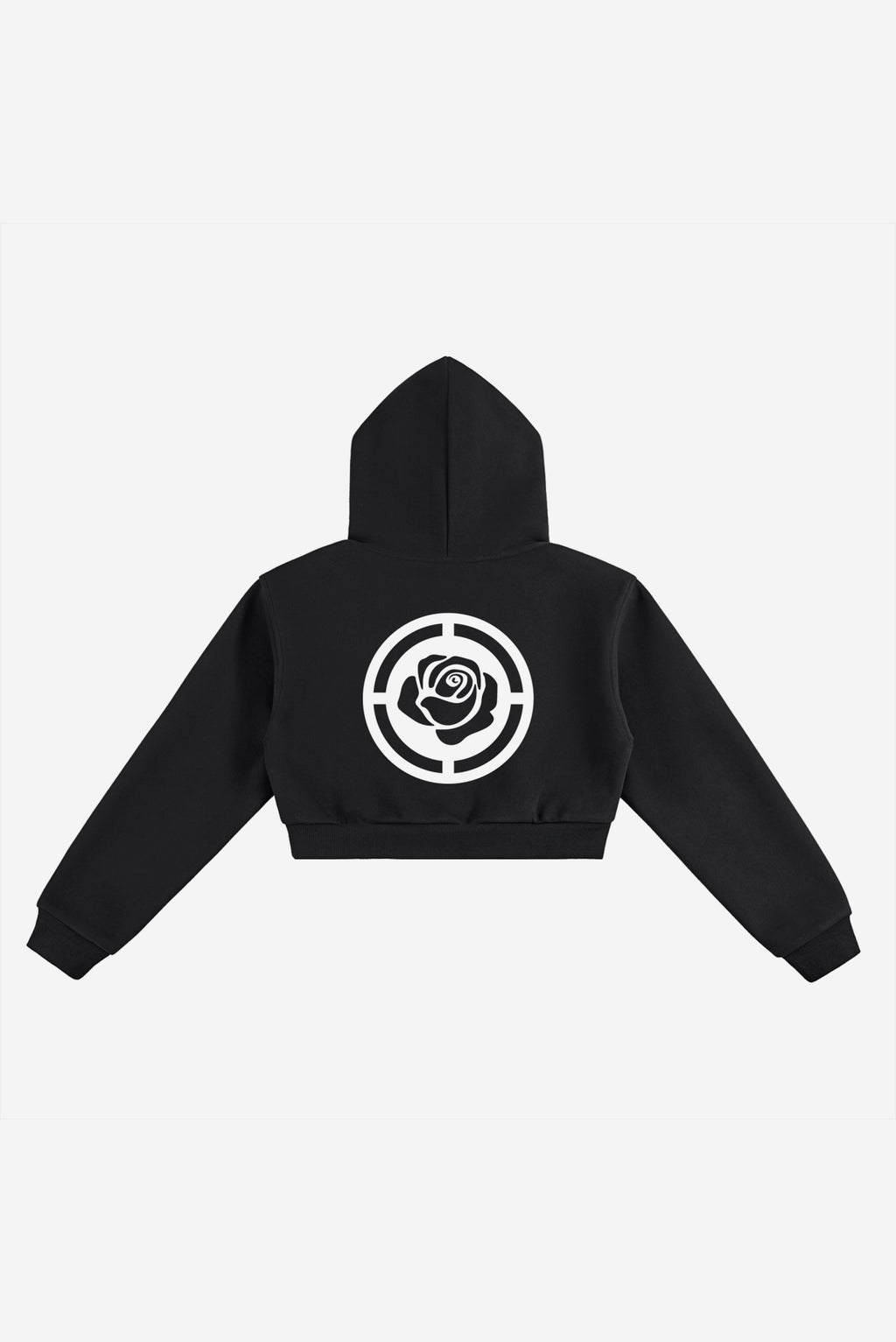Rose City - Women's Essential Cropped Fleece Hoodie (Black)