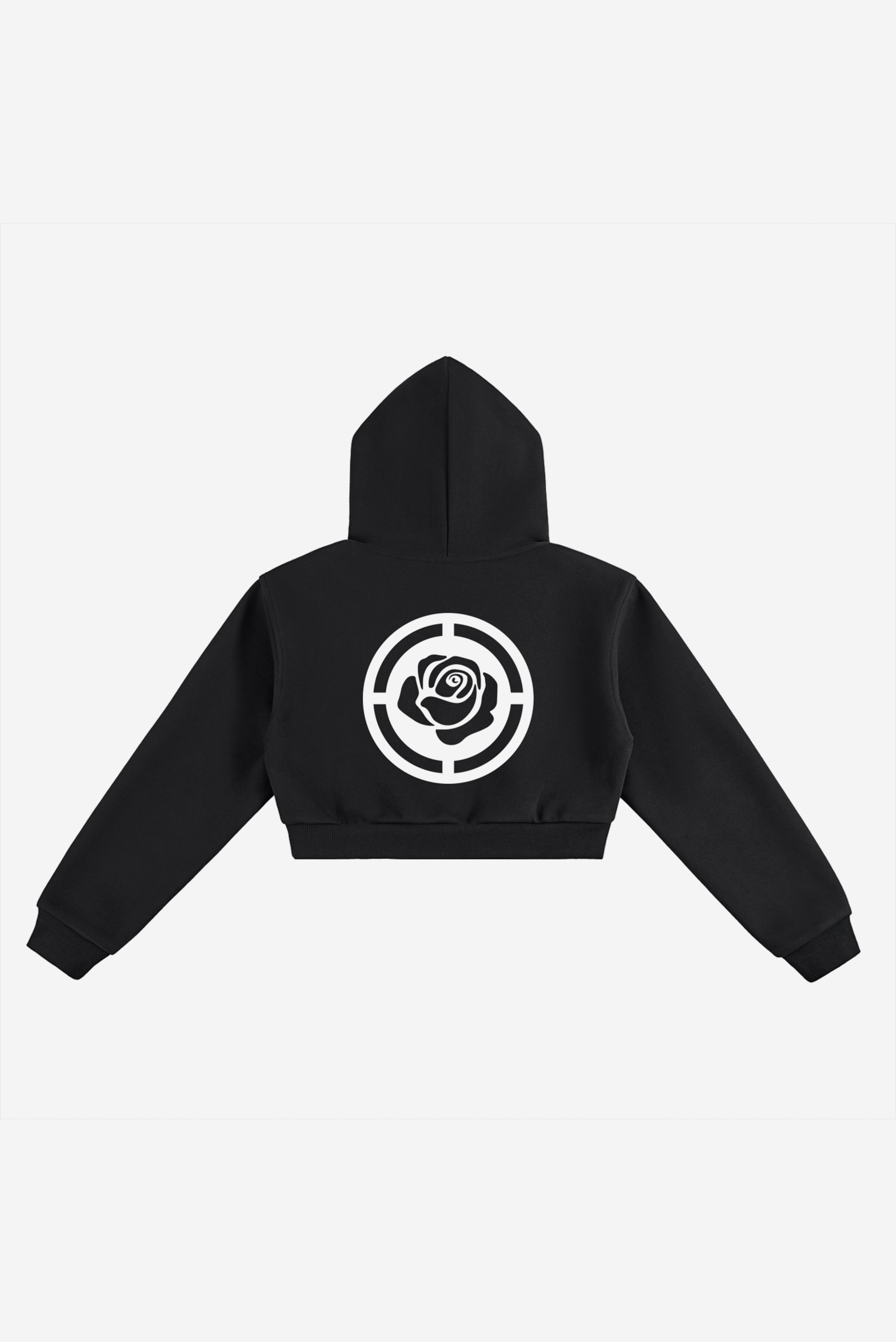 Rose City - Women's Essential Cropped Fleece Hoodie (Black)