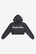 Rose City - Women's Essential Cropped Fleece Hoodie (Ash Grey)