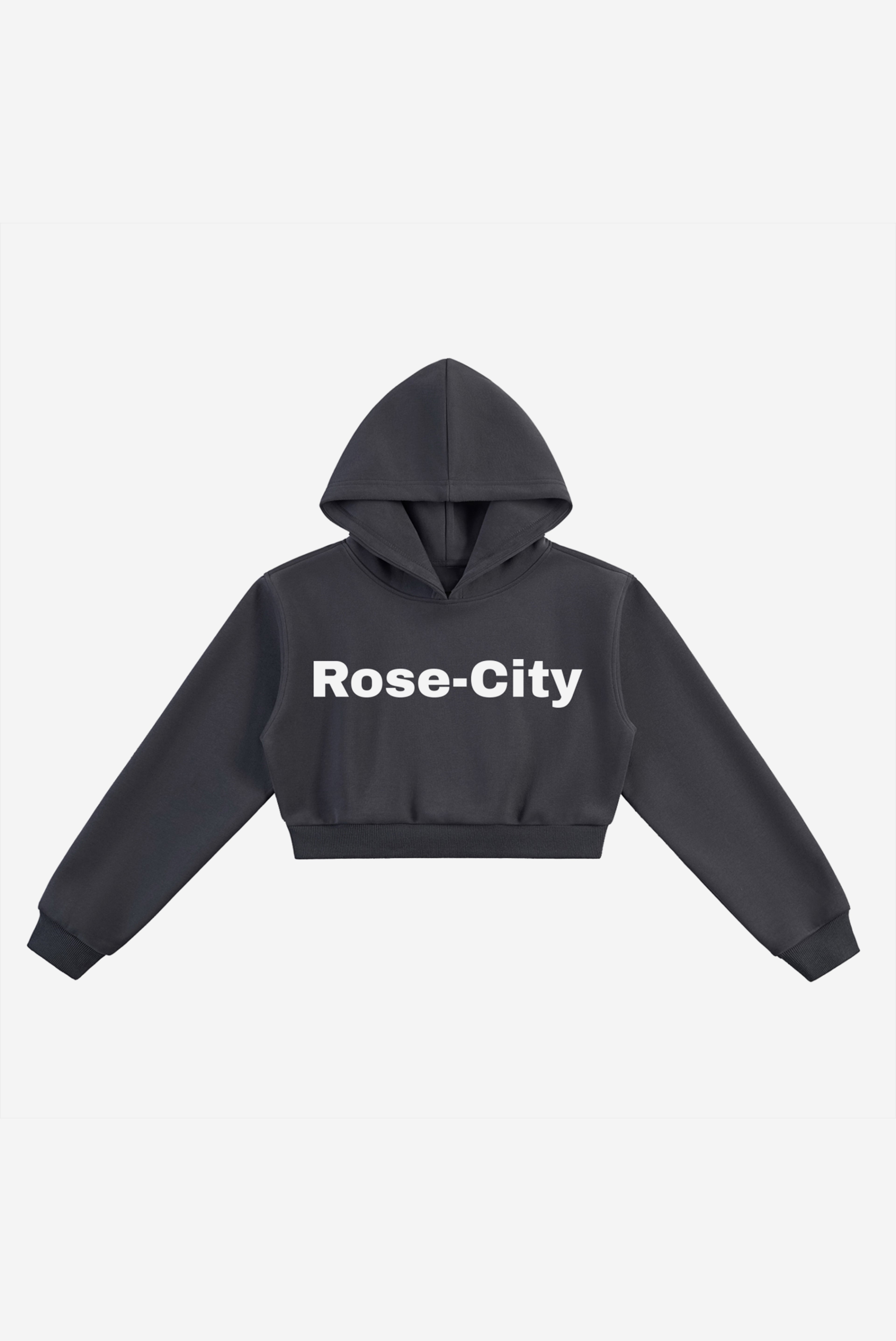 Rose City - Women's Essential Cropped Fleece Hoodie (Ash Grey)
