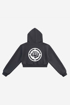Rose City - Women's Essential Cropped Fleece Hoodie (Ash Grey)
