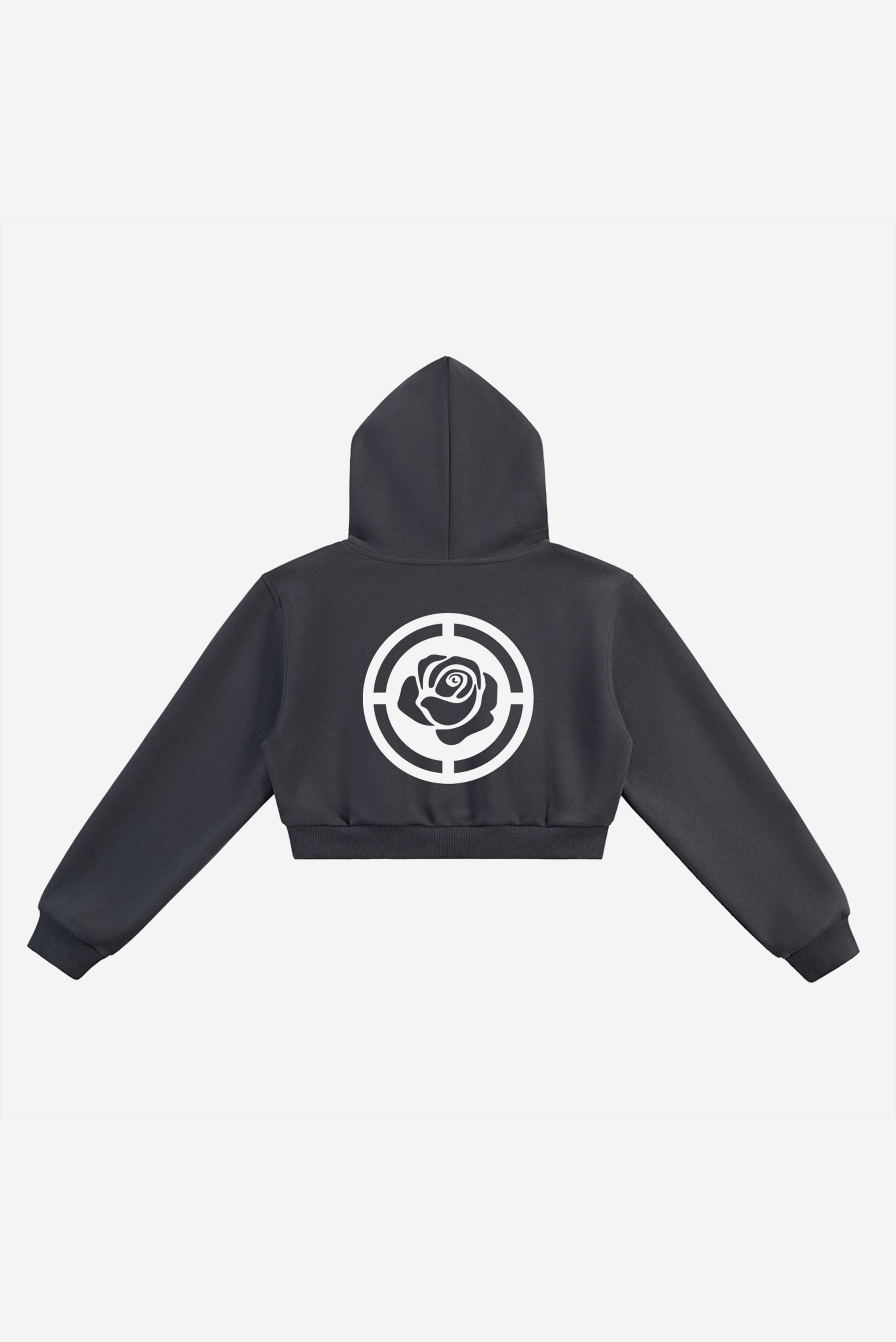 Rose City - Women's Essential Cropped Fleece Hoodie (Ash Grey)