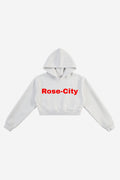 Rose City - Women's Essential Cropped Fleece Hoodie (Heather Grey)