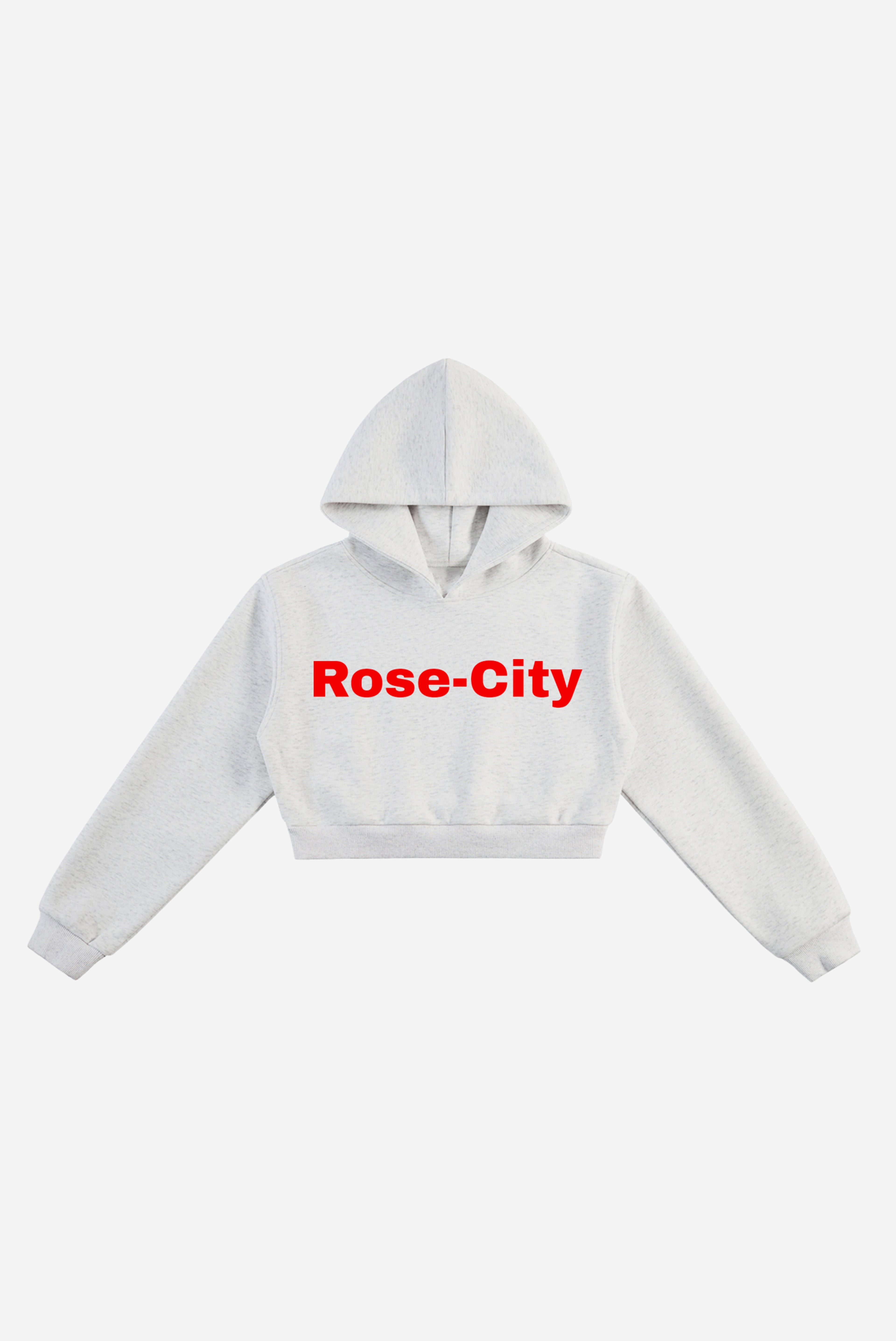 Rose City - Women's Essential Cropped Fleece Hoodie (Heather Grey)