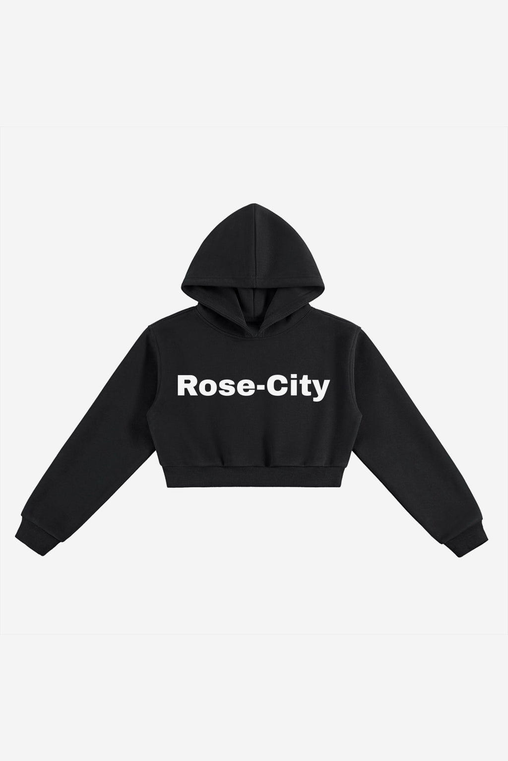 Rose City - Women's Essential Cropped Fleece Hoodie (Black)