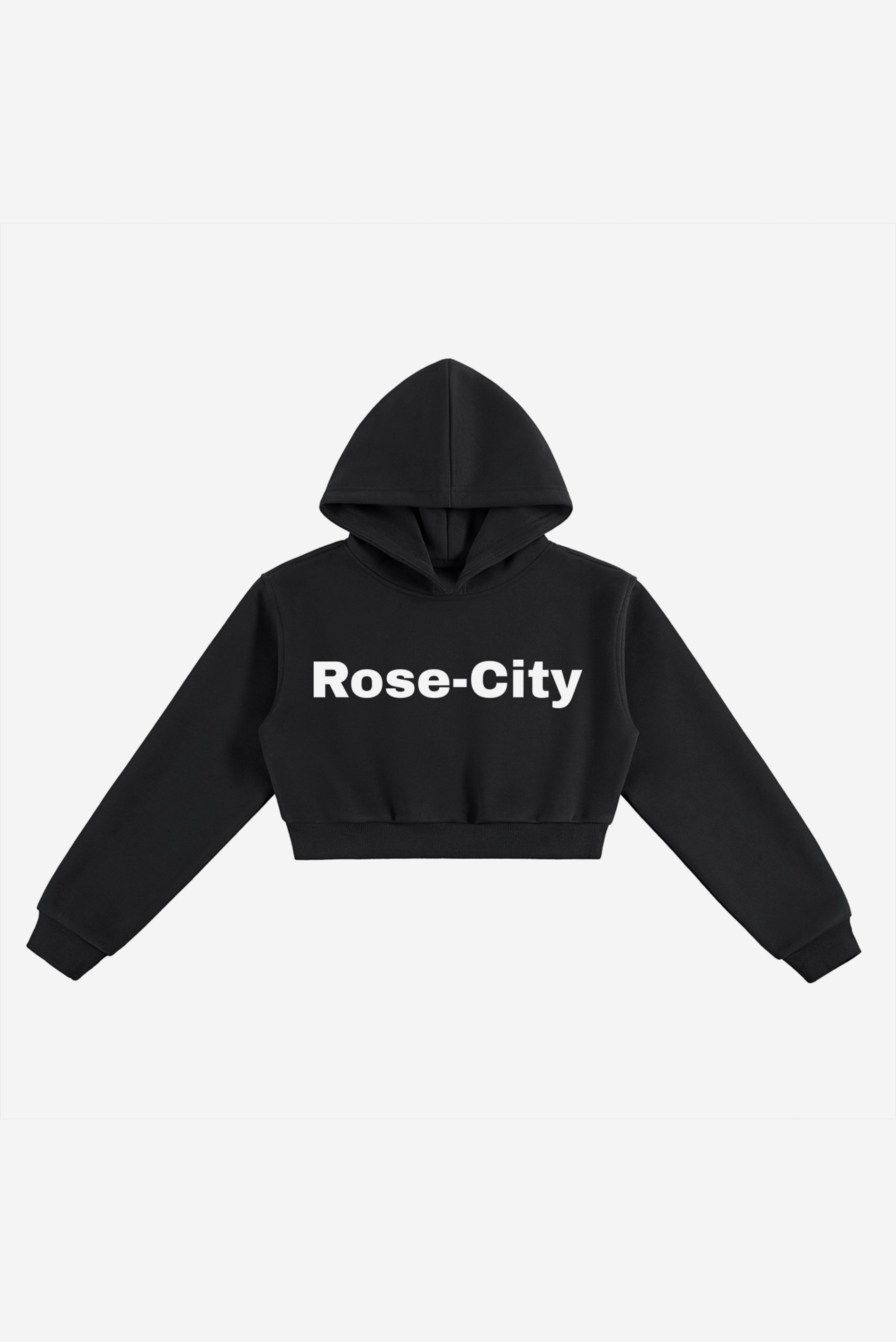 Rose City - Women's Essential Cropped Fleece Hoodie (Black)