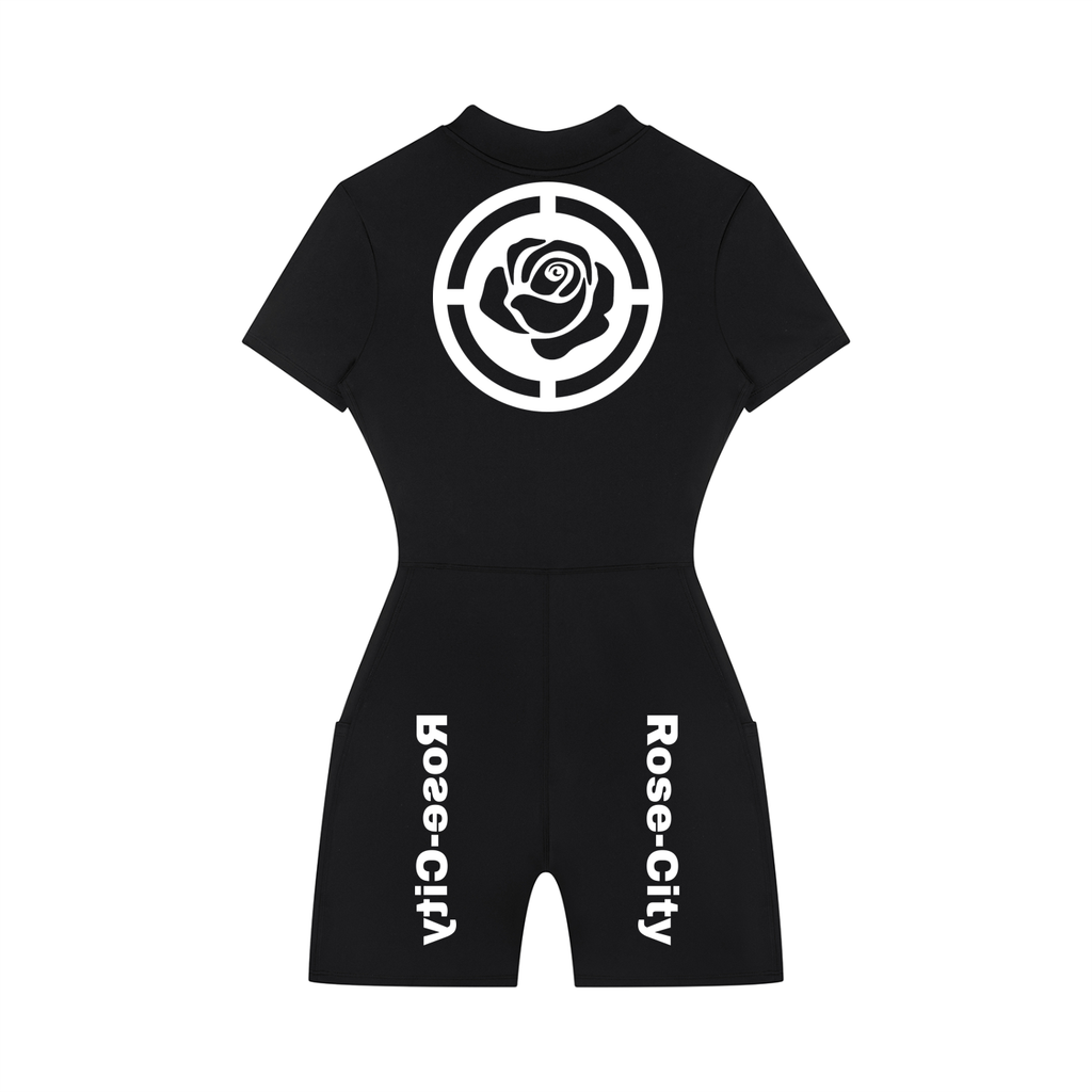 Women's Quarter-Zip Short Sleeve Romper