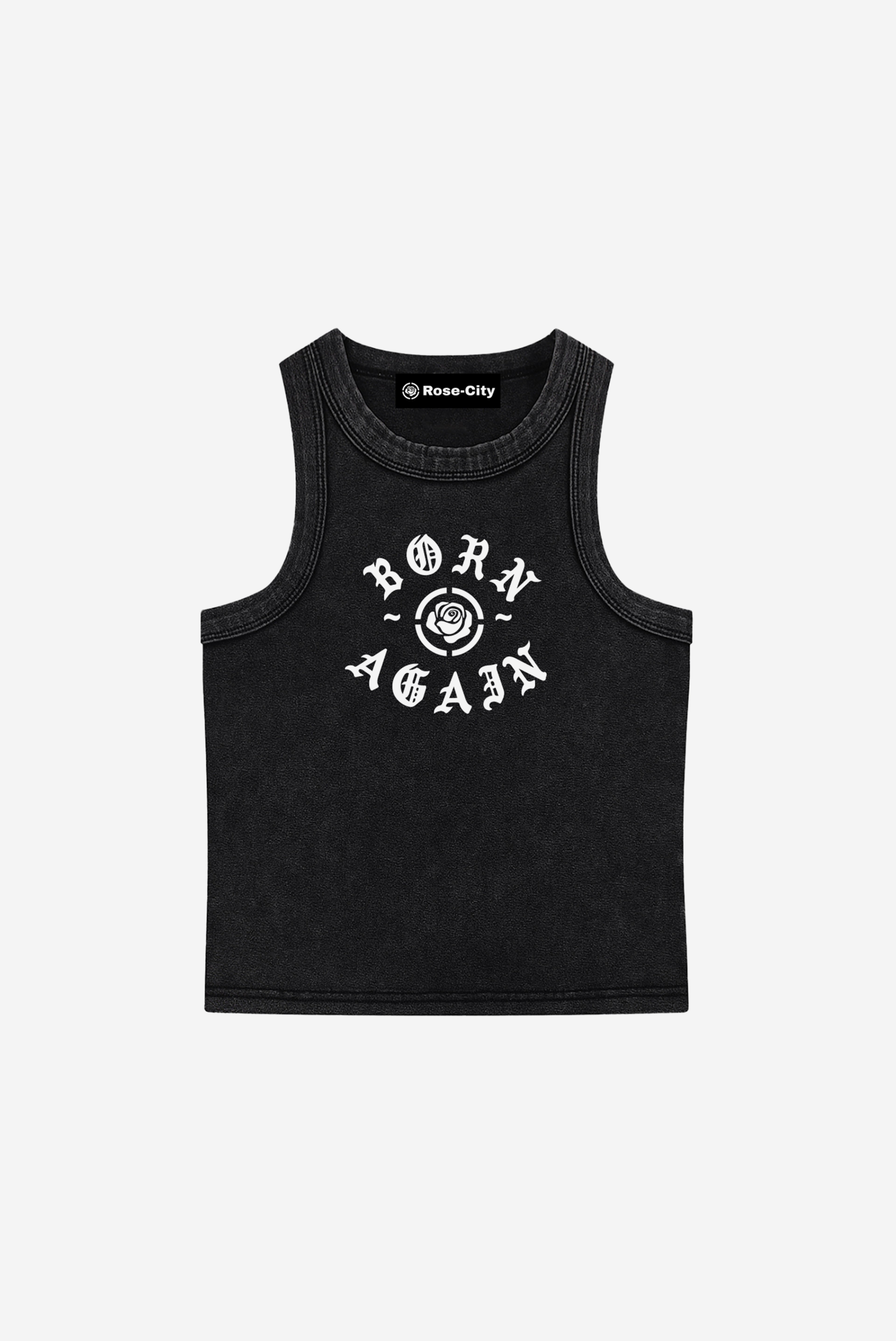 Born Again - Womens Snow Washed Tank Top (Black)