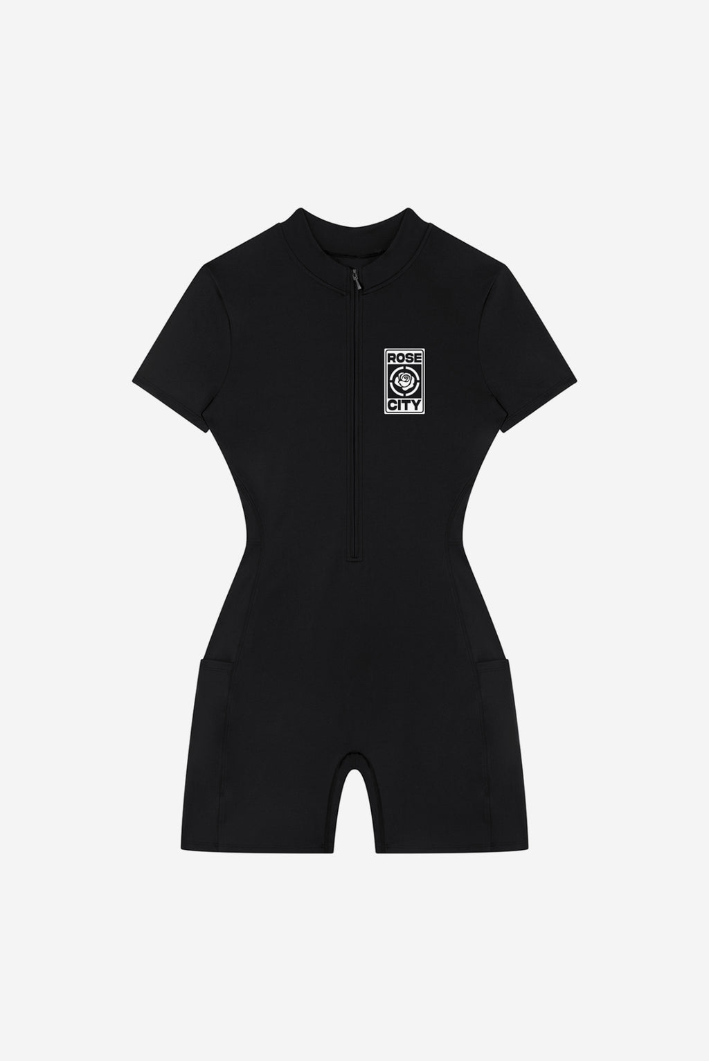 Rose City - Women's Performance Zip Romper (Black)