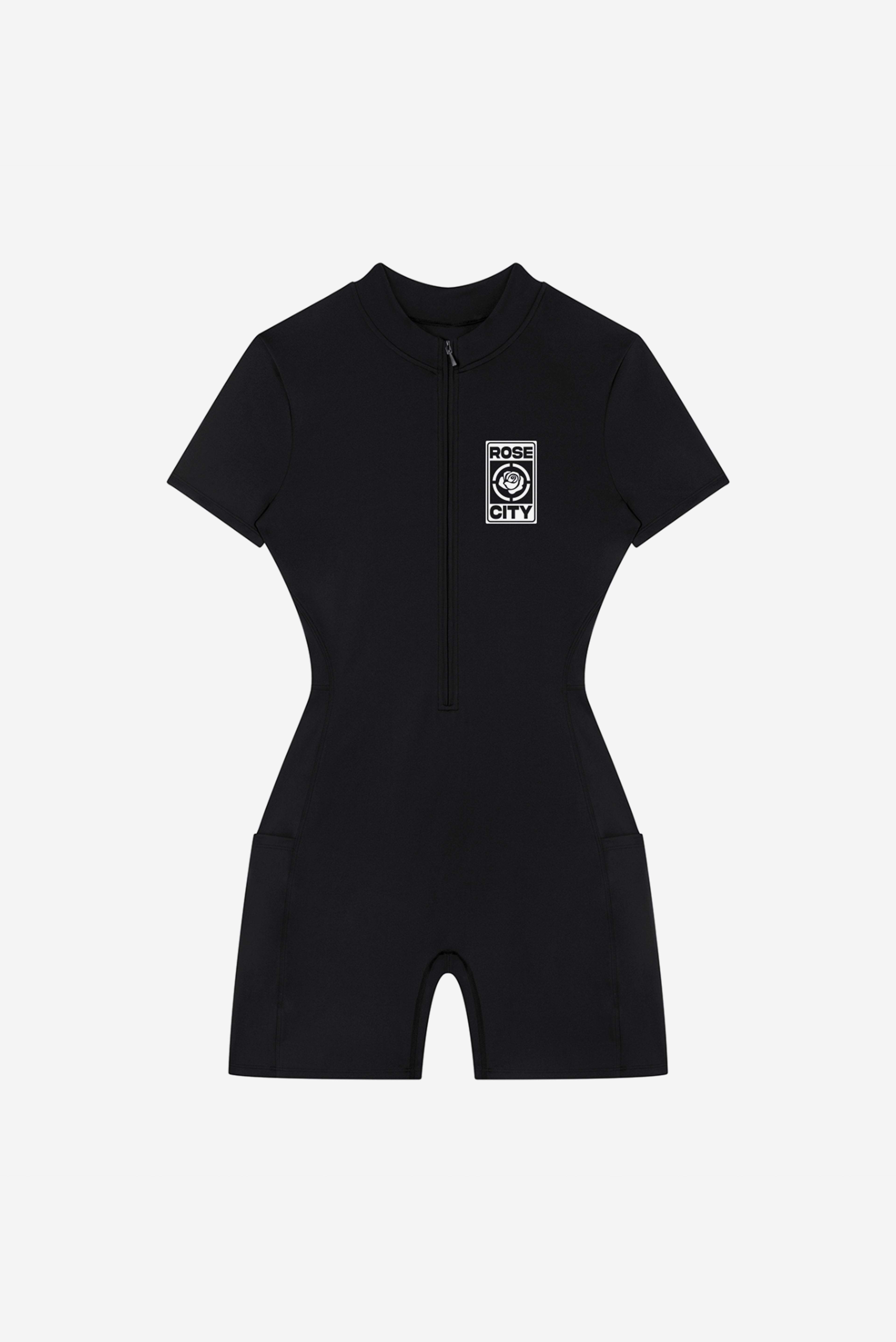 Rose City - Women's Performance Zip Romper (Black)