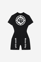 Rose City - Women's Performance Zip Romper (Black)