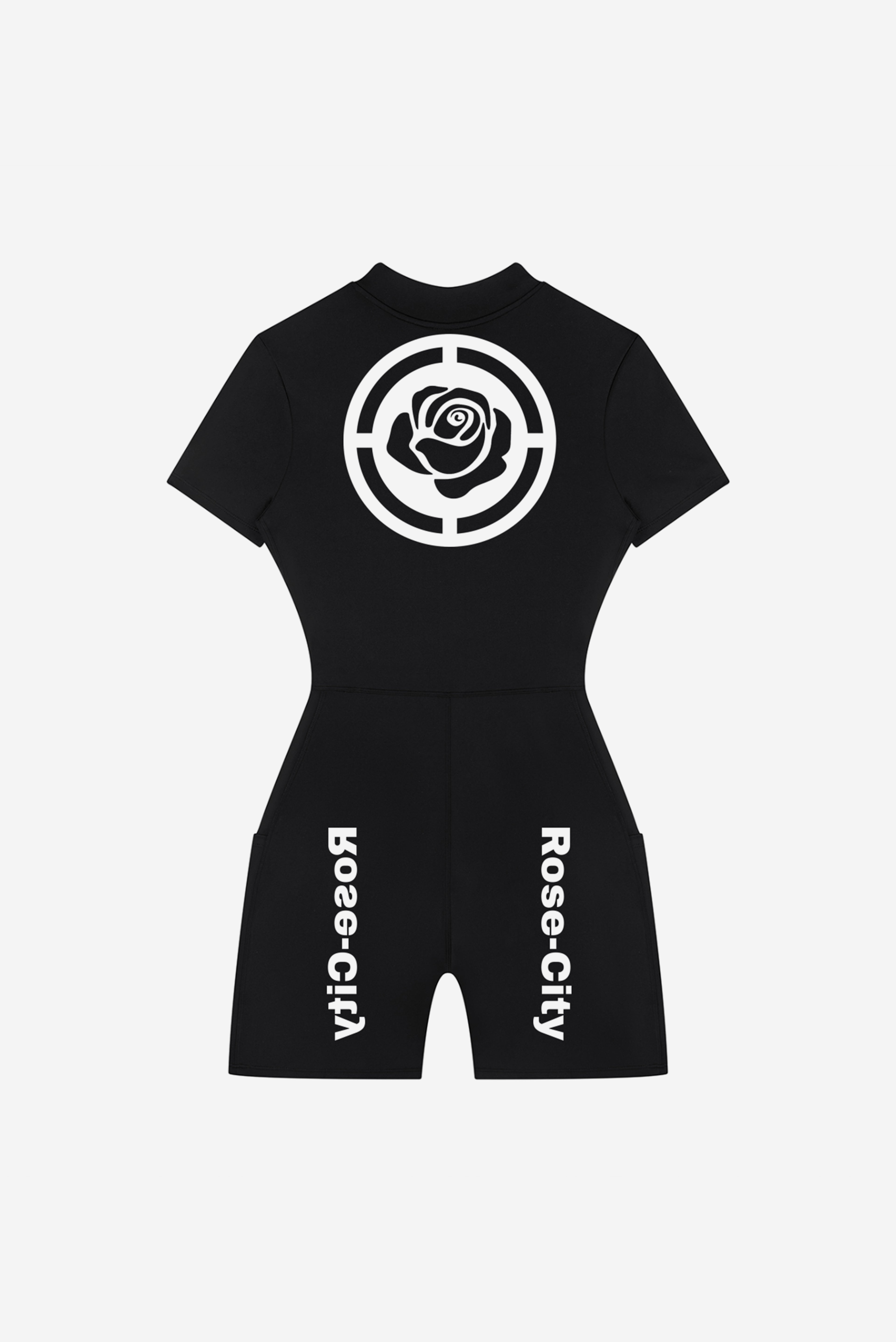 Rose City - Women's Performance Zip Romper (Black)
