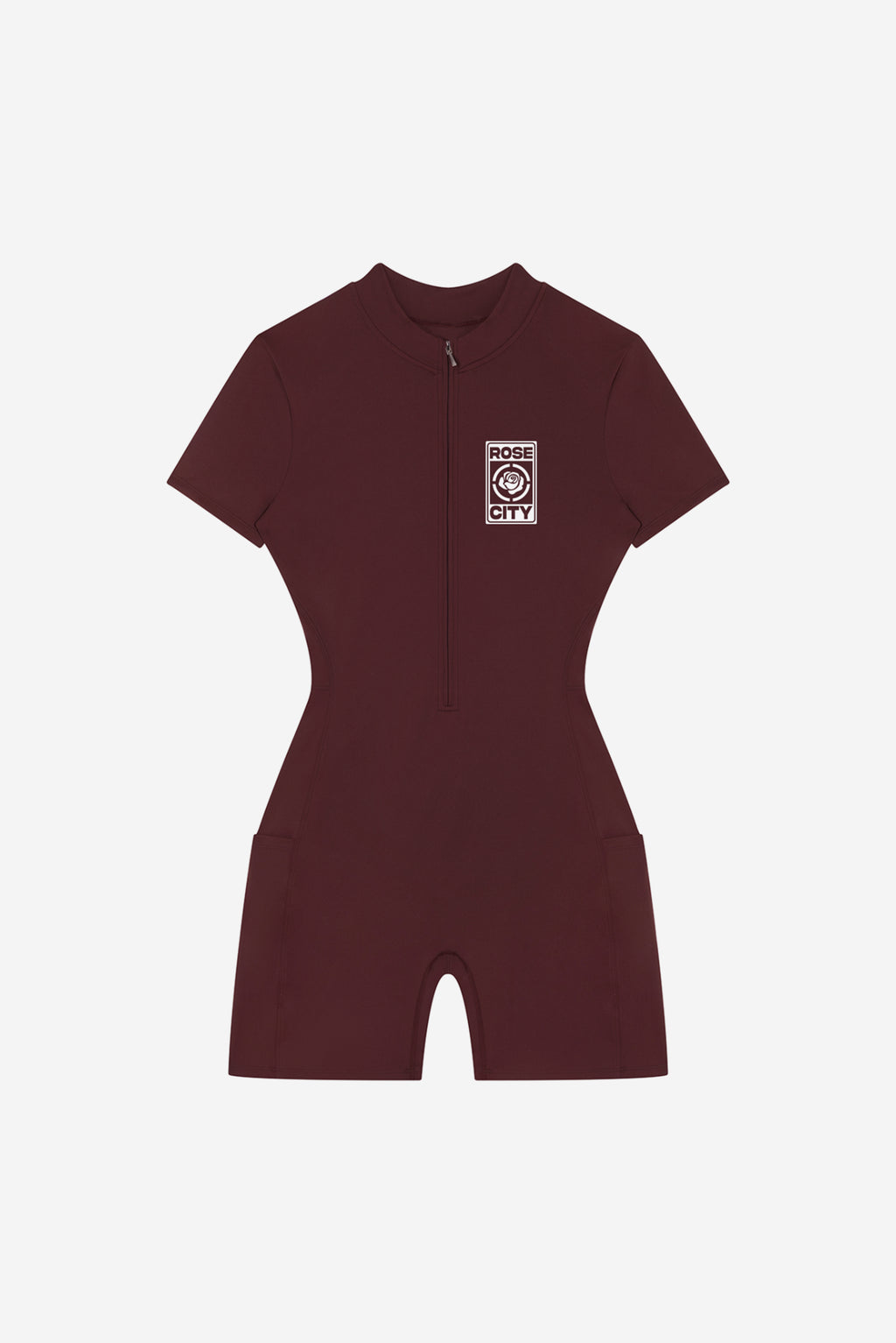 Rose City - Women's Performance Zip Romper (Burgendy)