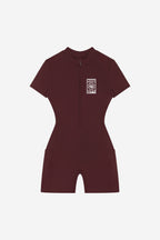 Rose City - Women's Performance Zip Romper (Burgendy)