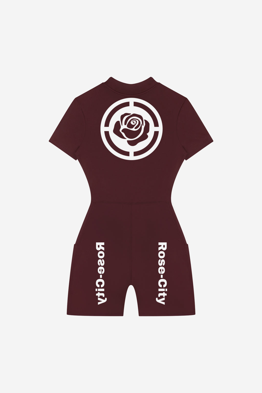 Rose City - Women's Performance Zip Romper (Burgendy)