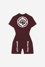 Rose City - Women's Performance Zip Romper (Burgendy)