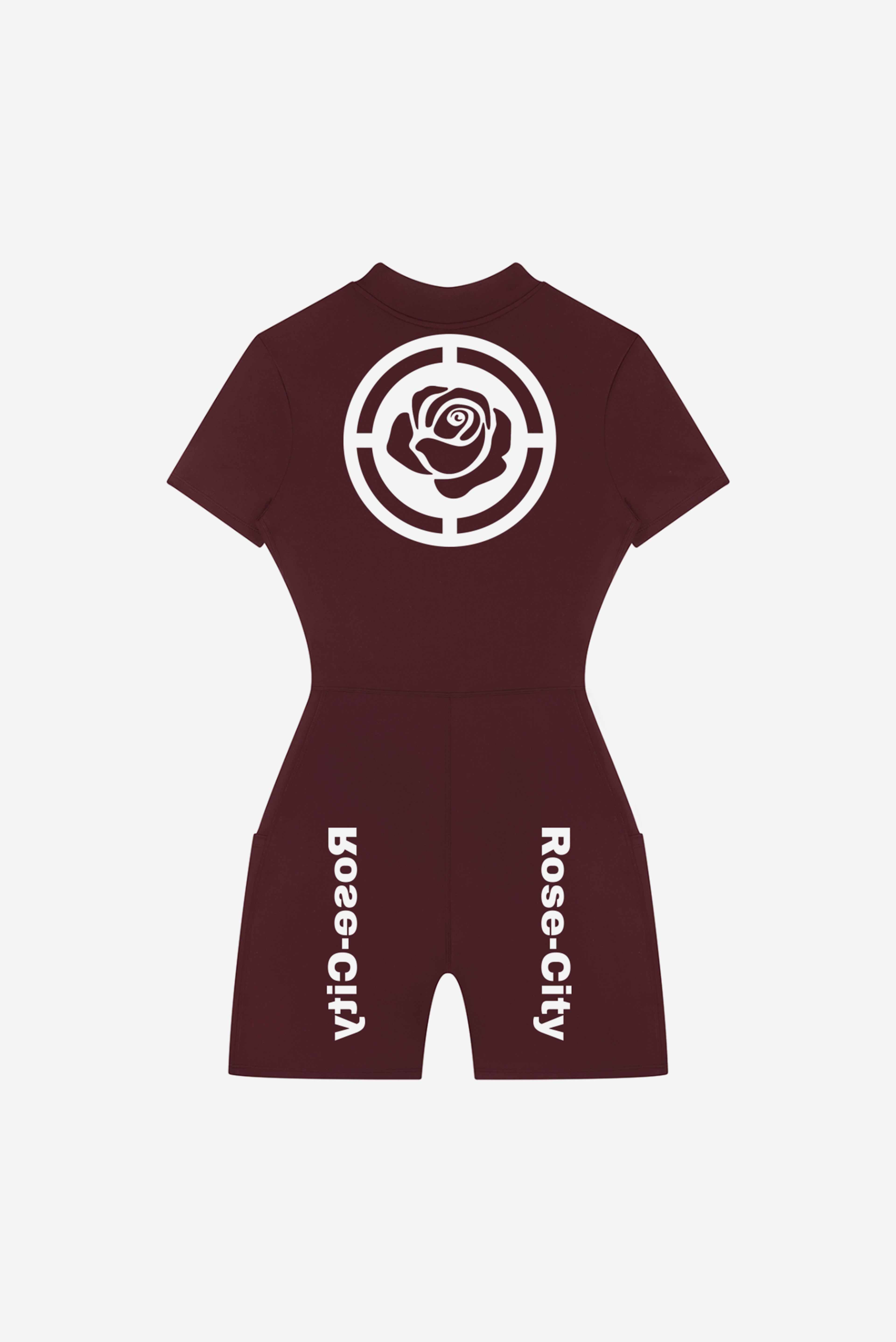 Rose City - Women's Performance Zip Romper (Burgendy)