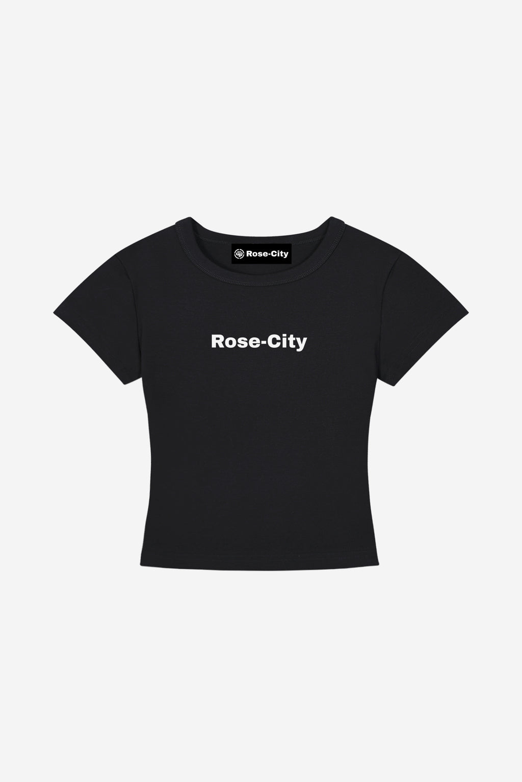 Rose City - Women's Cropped Body Con T-Shirt (Black)