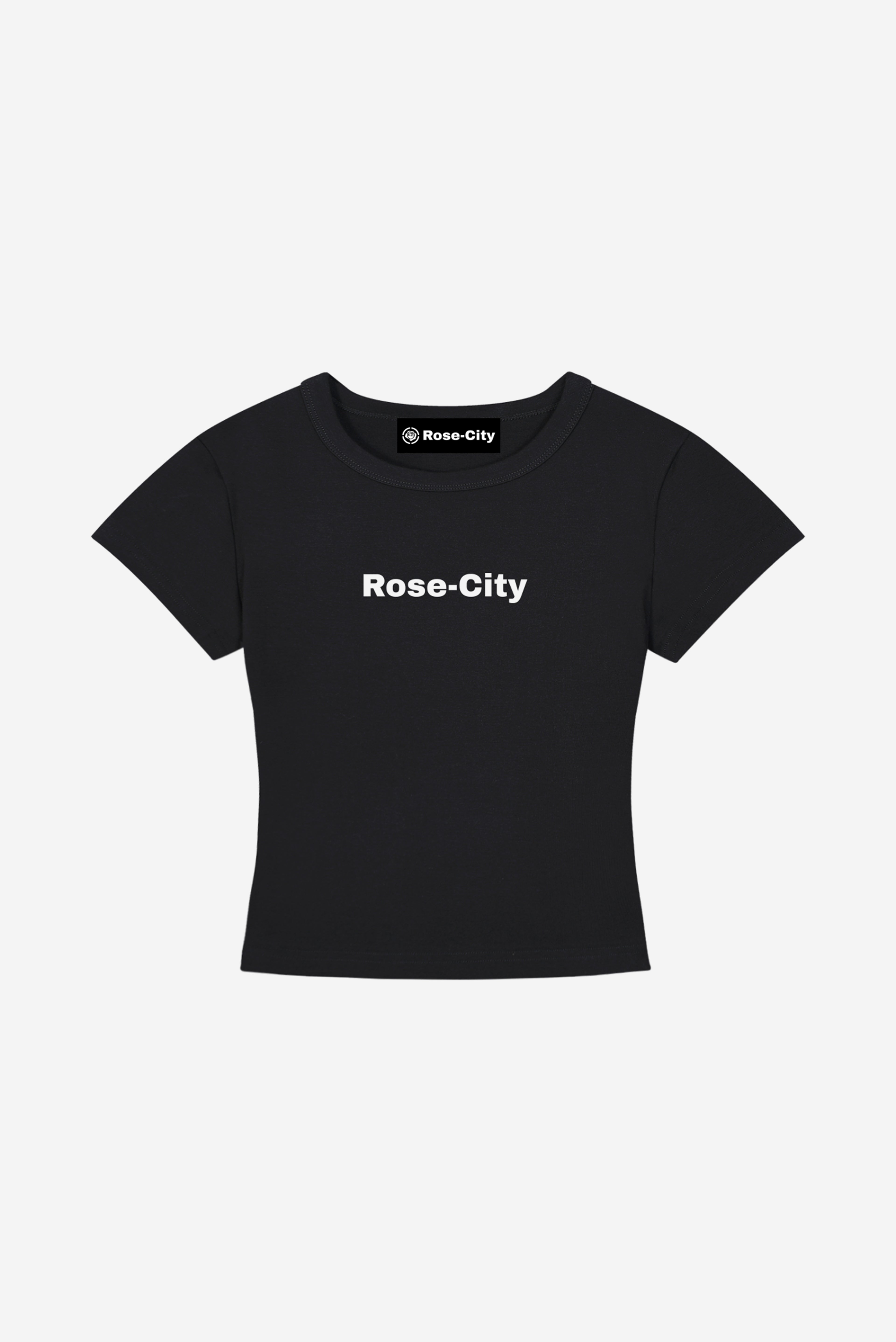 Rose City - Women's Cropped Body Con T-Shirt (Black)