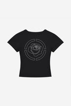 Rose City - Women's Cropped Body Con T-Shirt (Black)
