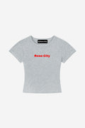Rose City - Women's Cropped Body Con T-Shirt (Heather Grey)
