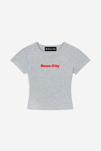 Rose City - Women's Cropped Body Con T-Shirt (Heather Grey)