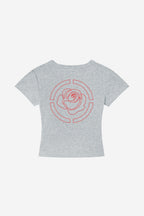 Rose City - Women's Cropped Body Con T-Shirt (Heather Grey)