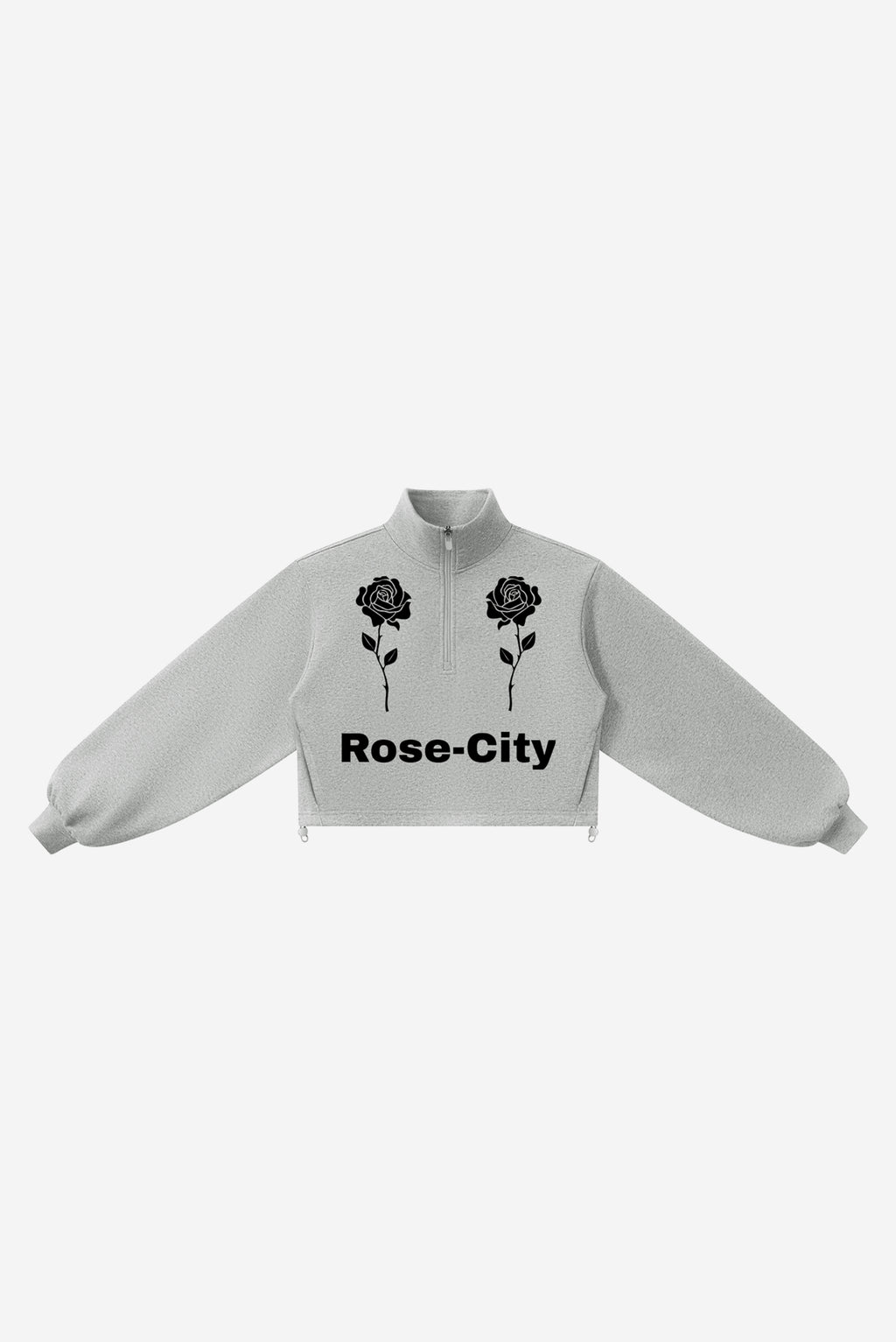 Rose City - Women’s Mock-Neck Quarter-Zip Sweatshirt (Flower Gray)