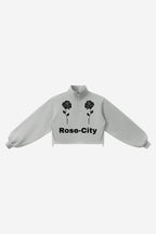 Rose City - Women’s Mock-Neck Quarter-Zip Sweatshirt (Flower Gray)