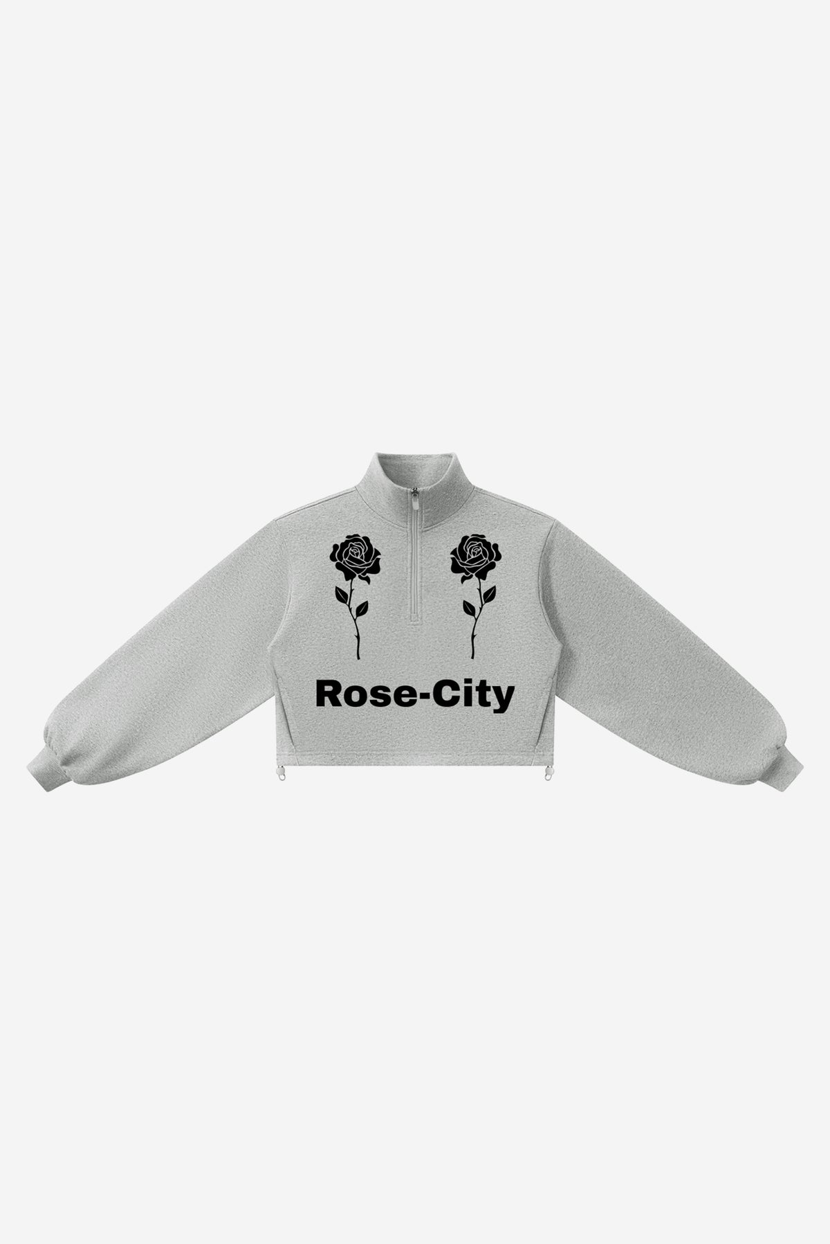 Rose City - Women’s Mock-Neck Quarter-Zip Sweatshirt (Flower Gray)