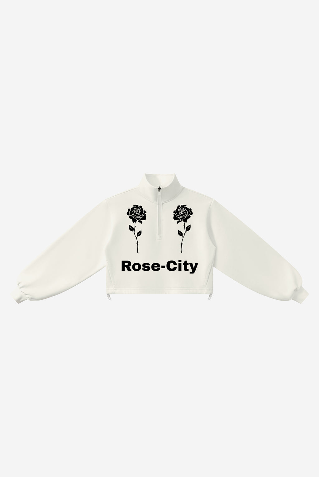Rose City - Women’s Mock-Neck Quarter-Zip Sweatshirt (White)
