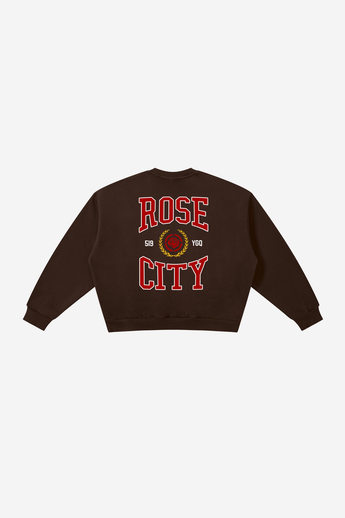 Rose-City Collage - Boxy Fleece Crewneck Sweatshirt (Brown)